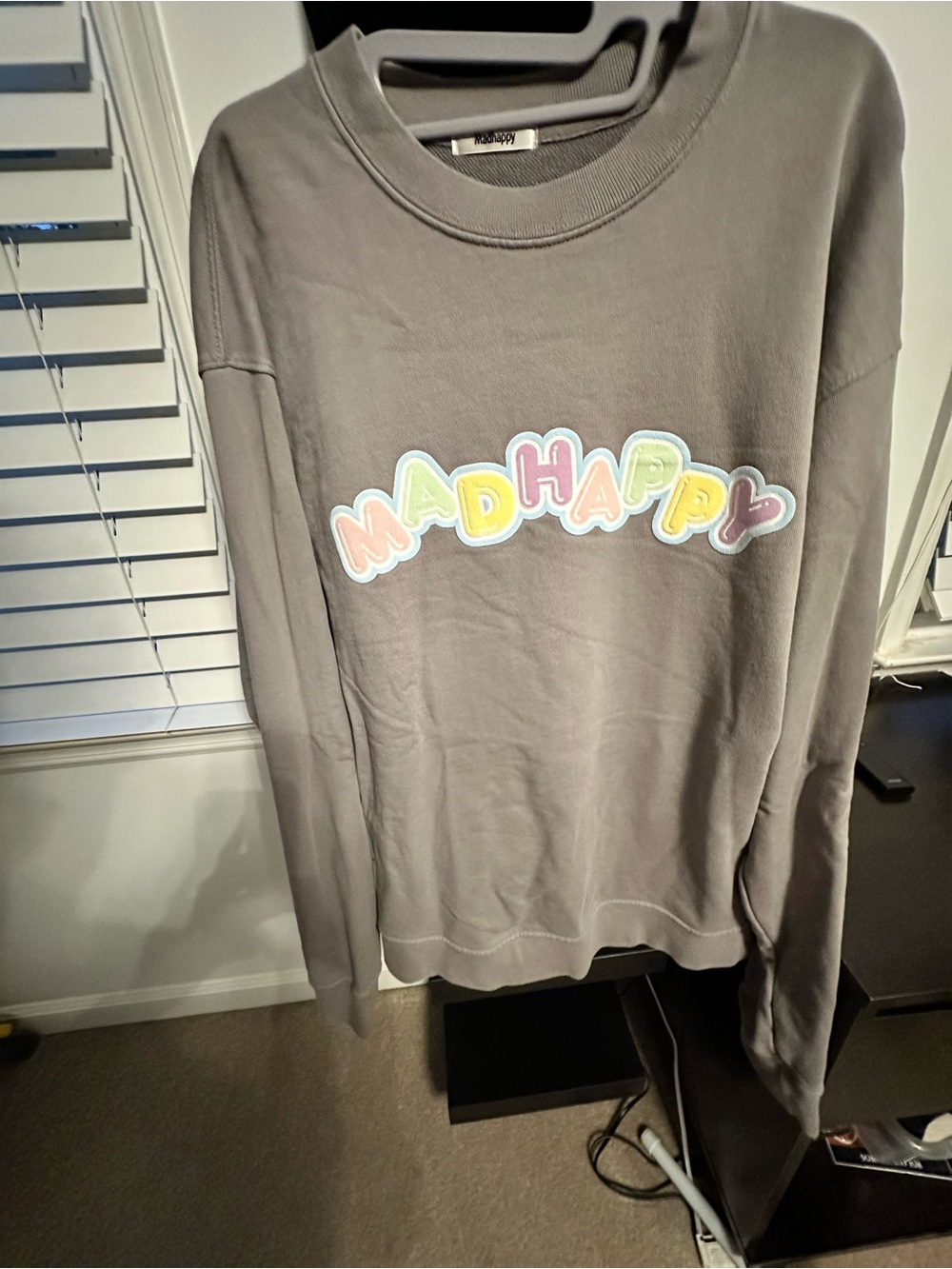 Madhappy Gray Crewneck Sweatshirt with Pastel Puff Logo